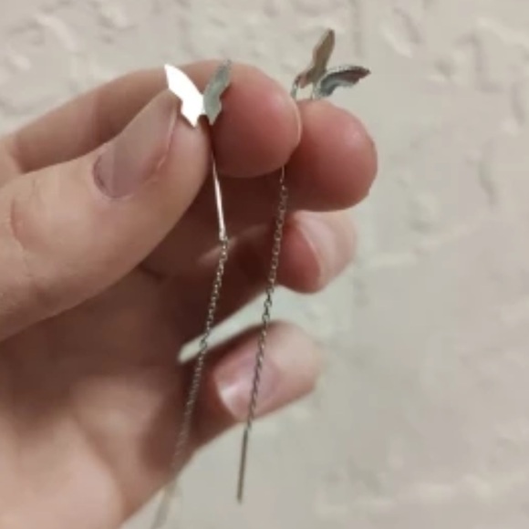 Small butterflies dangle earrings silver - Picture 2 of 4